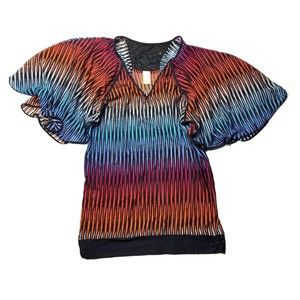 Swim Systems Collection Womens Swim Swimsuit Beach Coverup L XL Rainbow Stretch